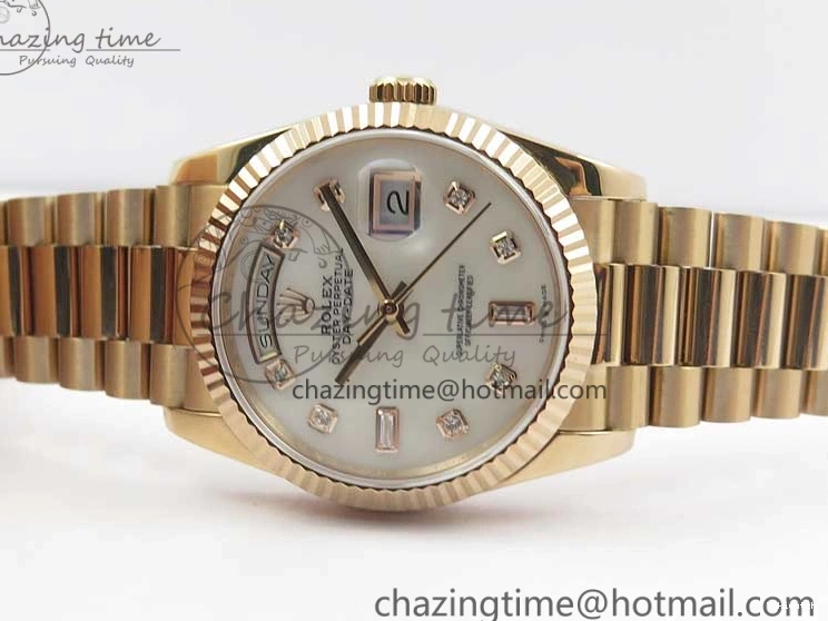 Day-Date Dial President RG on 128239 MOP Best Bp Edition Maker White Crystral Markers 36 Bracelet RG 0715
